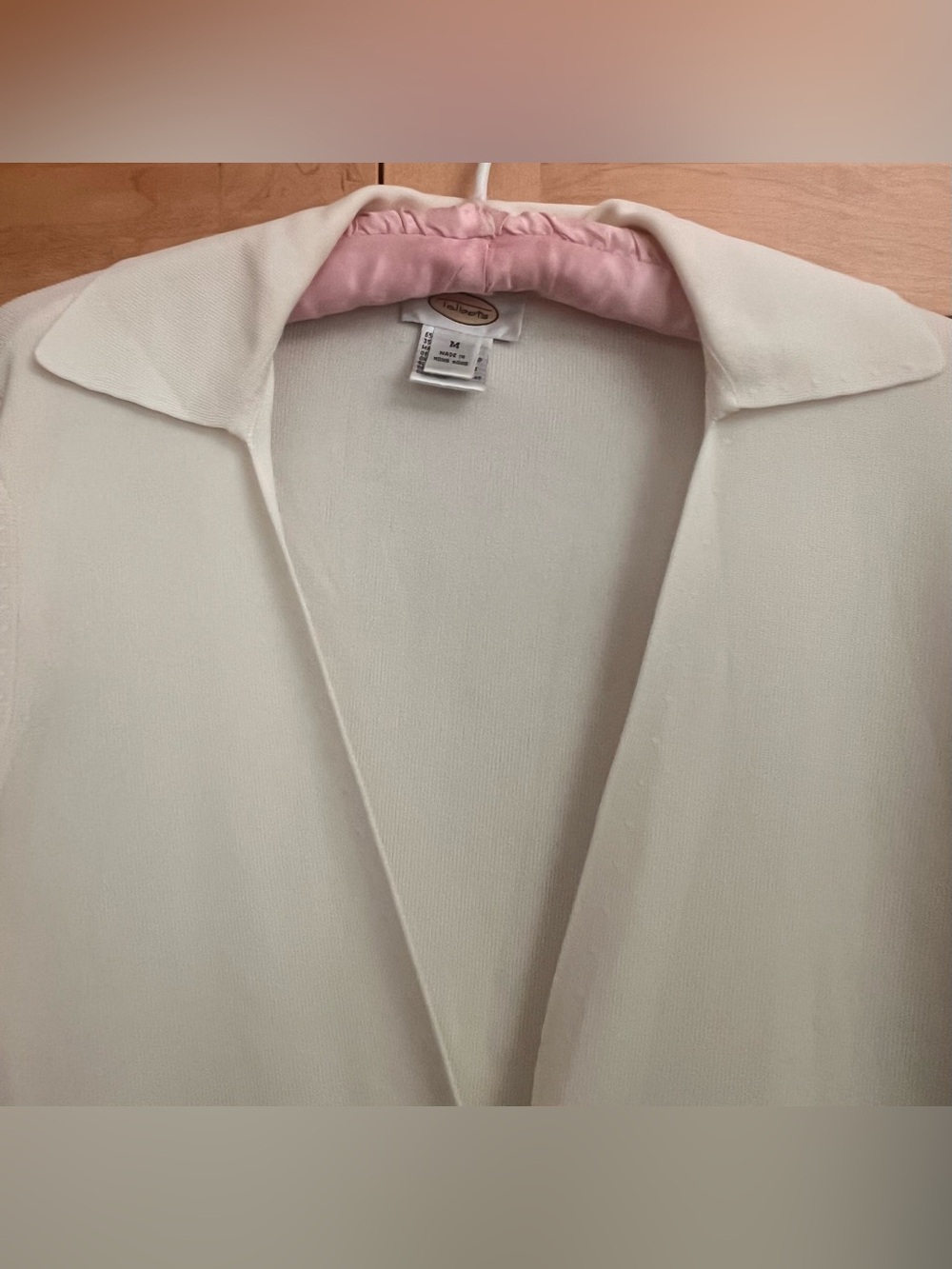 Talbots Cream Button-Front Collared Knit Cardigan Medium - Picture 3 of 8